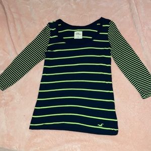 Hollister Green Striped Top